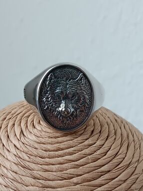 David Yurman Men's Sterling Silver Petrvs Wolf Signet Ring Band Size 10US